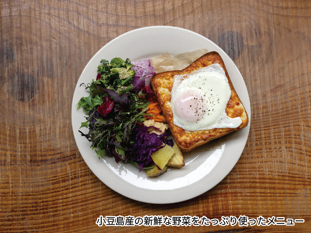 小豆島産の新鮮な野菜をたっぷり使ったメニュー